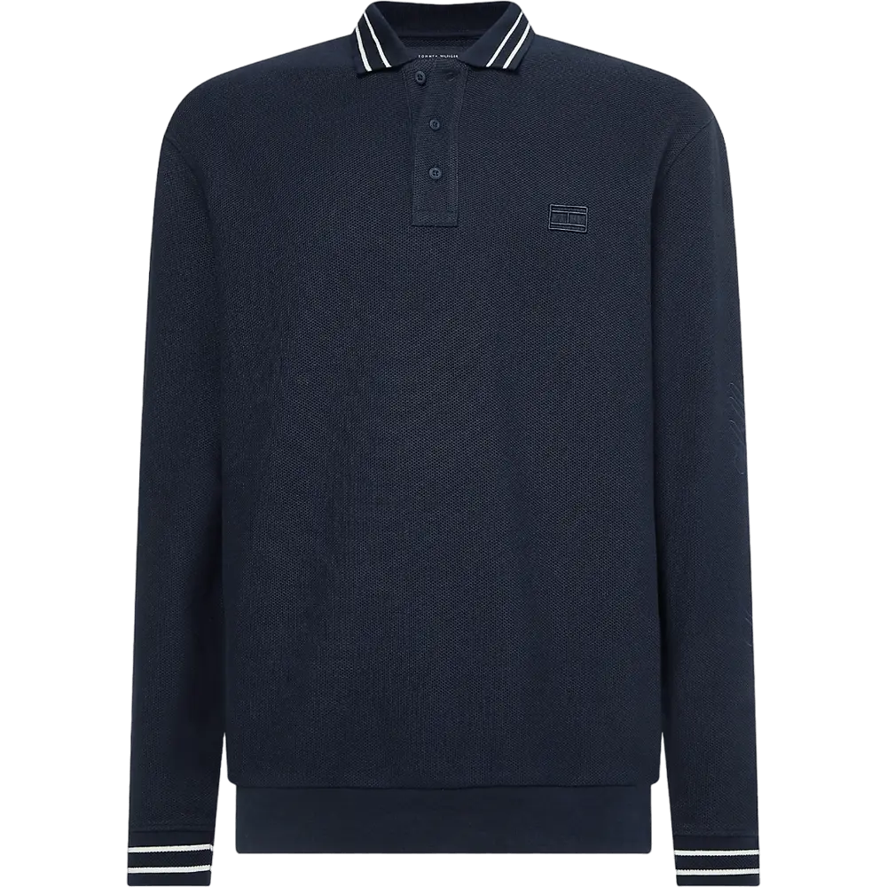 

Поло Tommy Hilfiger Big And Tall Long-Sleeve Tipped, темно-синий