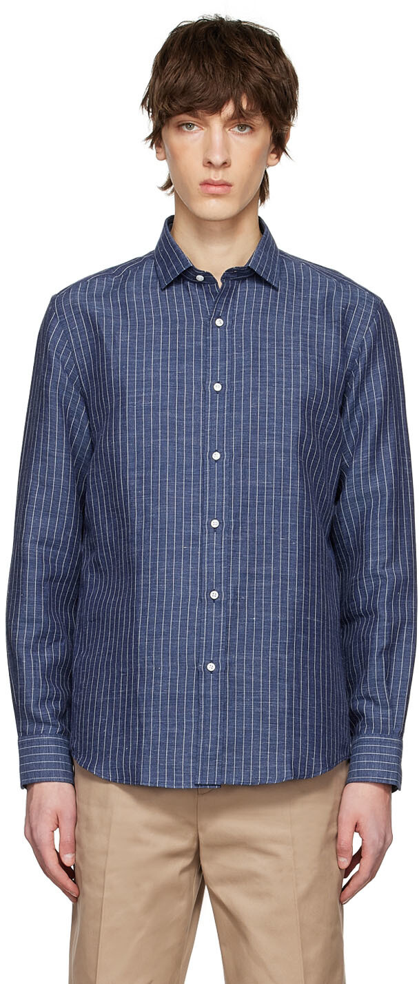 

Темно-синяя льняная рубашка Ralph Lauren Purple Label