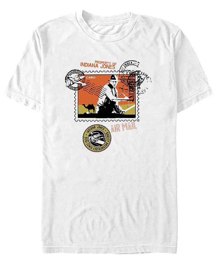 приключения индианы джонса Мужская футболка с коротким рукавом и почтовым штампом Fifth Sun, белый