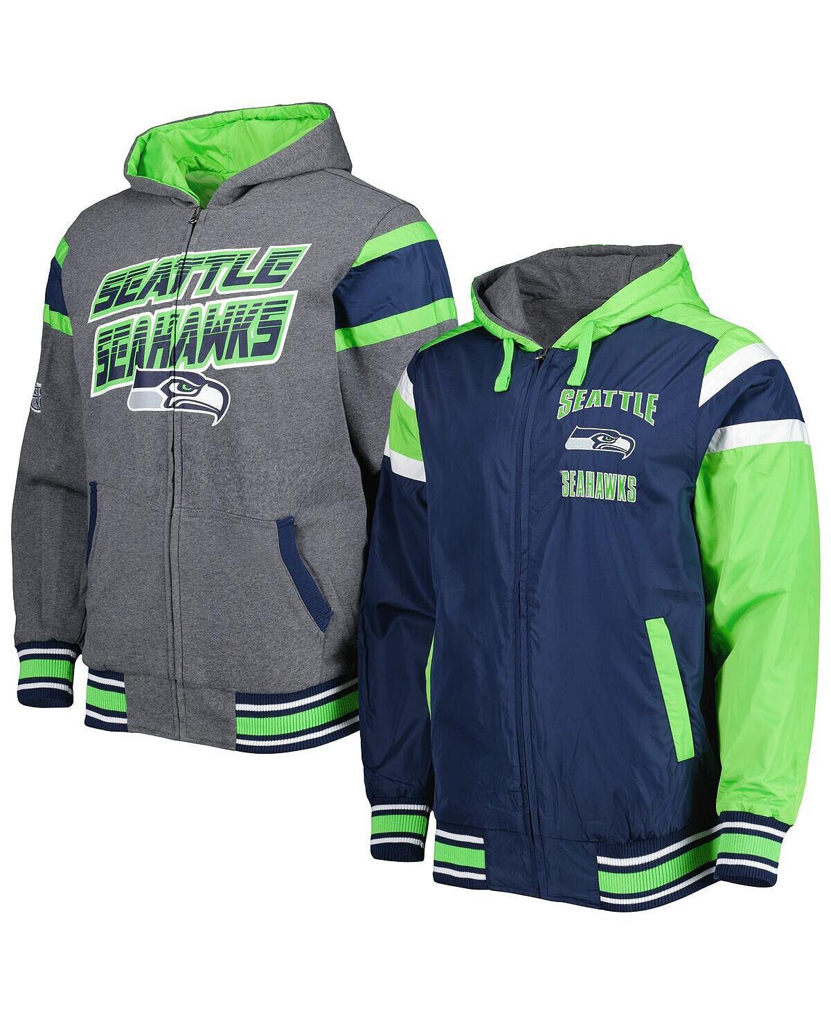 

Мужская темно-синяя куртка с капюшоном seattle seahawks extreme с полной спиной и молнией во всю длину G-III Sports by Carl Banks, мульти