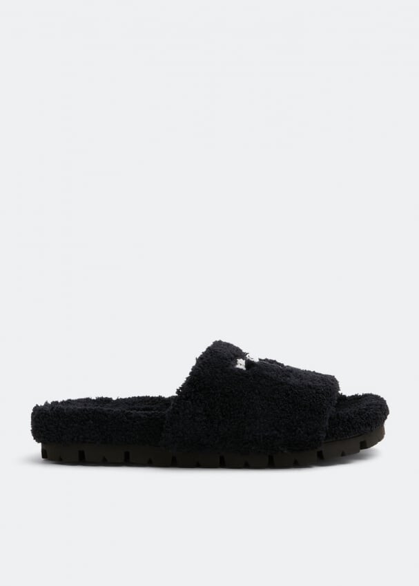 

Шлепанцы PRADA Terry cloth slides, черный