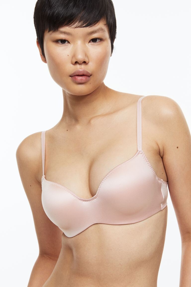 

Бюстгальтер push up из эластичного атласа H&M, светло-розовый