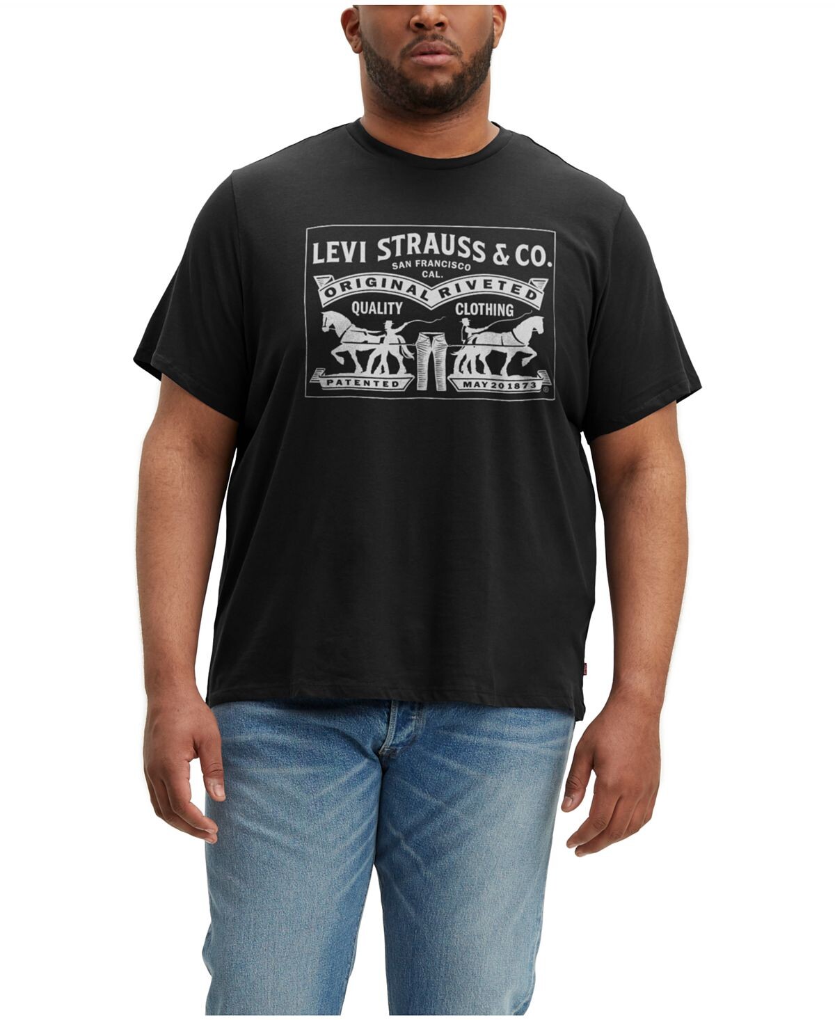 

Футболка big and tall с круглым вырезом и рисунком 2 лошадей Levi's, черный