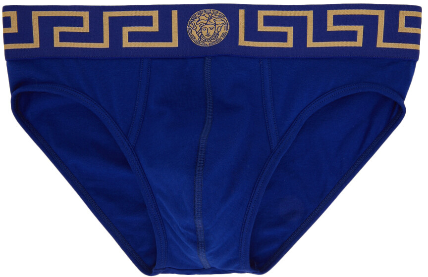 

Синие трусы с каймой Greca Versace Underwear