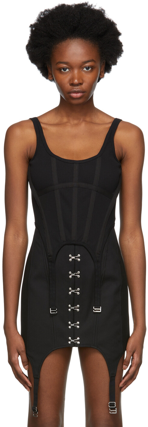 

Черная майка с корсетом в рубчик Dion Lee