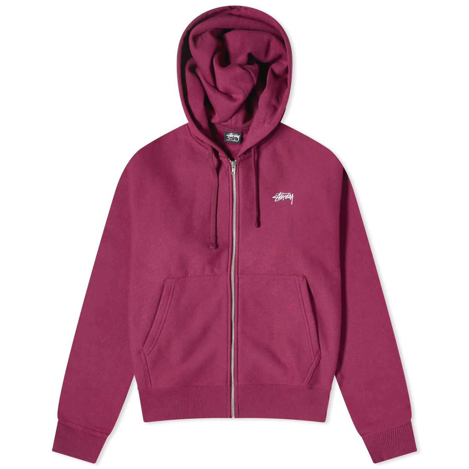 

Толстовка Stussy Stock Logo Zip Washed, бордовый, Красный