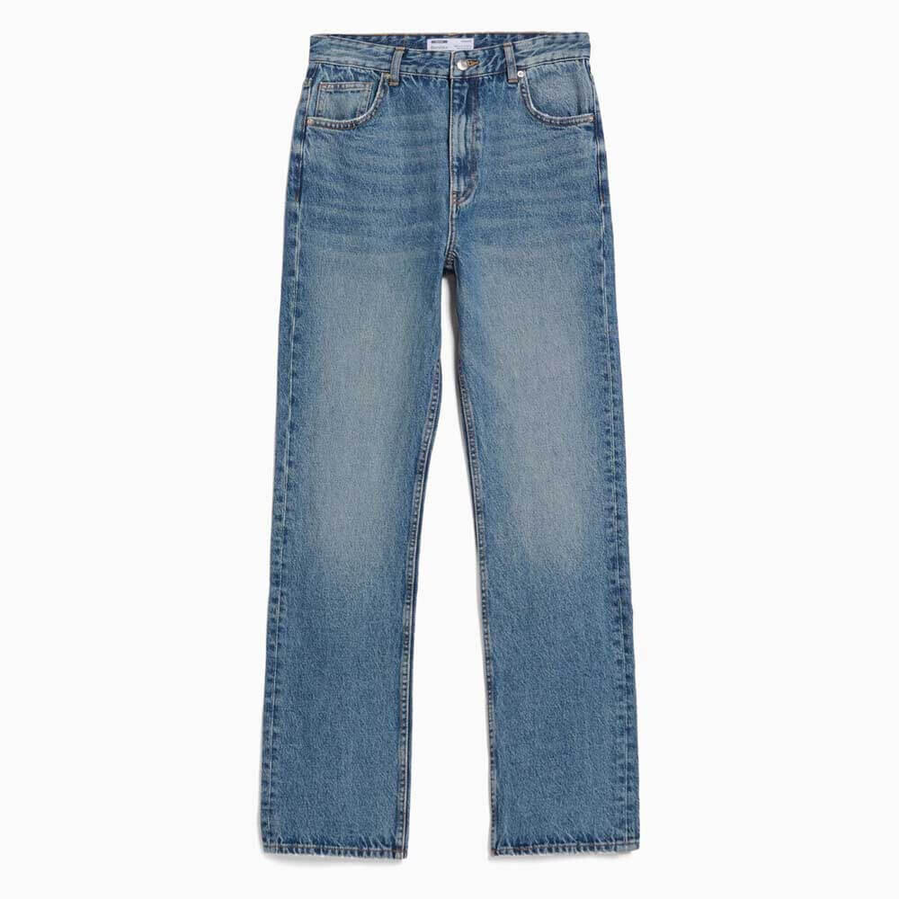 

Джинсы Bershka Straight-fit, синий застиранный