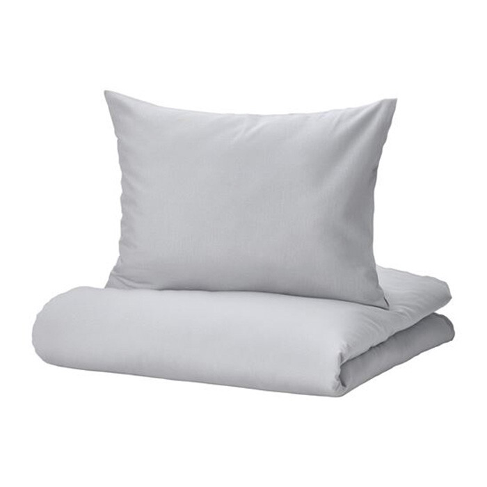 

Комплект постельного белья Ikea Nattsvarmare, 3 предмета, 240x220/80x80, светло-серый
