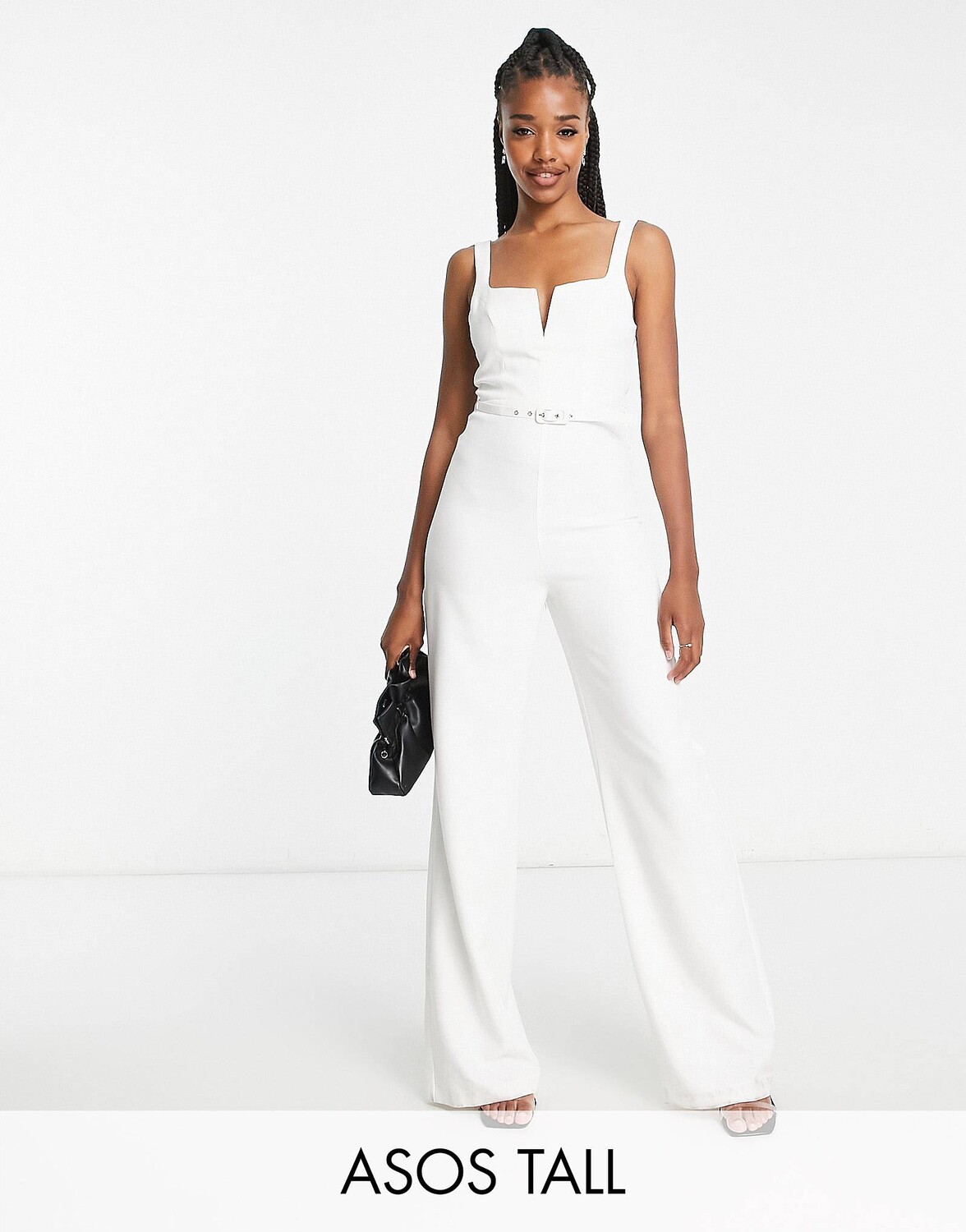 

Белый расклешенный комбинезон с квадратным вырезом ASOS DESIGN Tall