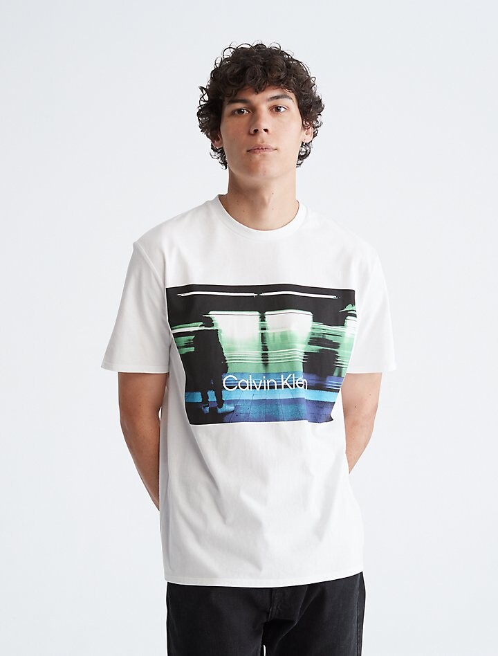 

Футболка с круглым вырезом и графикой Subway Calvin Klein, белый