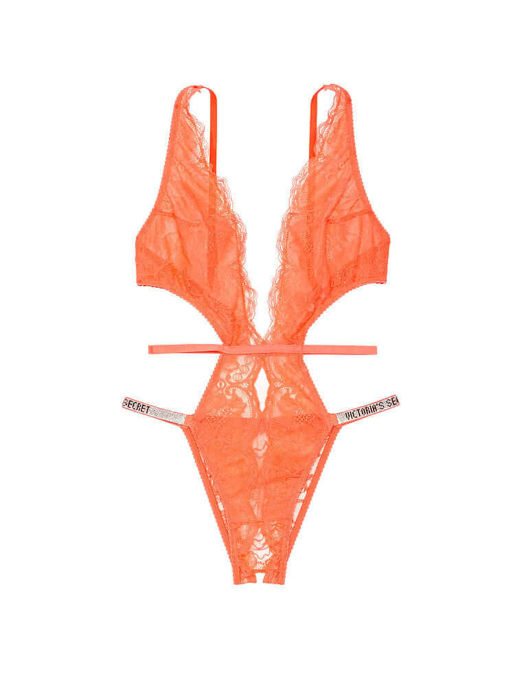 

Боди Victoria's Secret Very Sexy Shine Strap Lace Crotchless Teddy, оранжевый