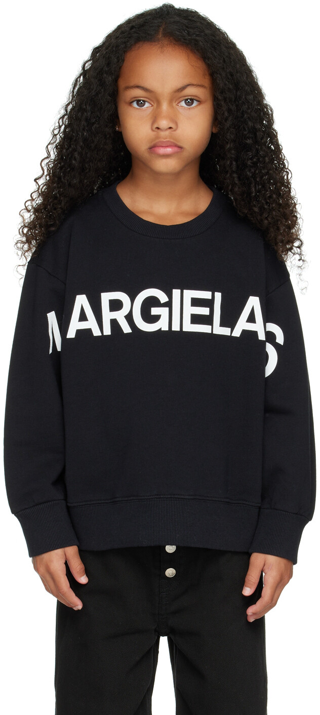 

Детский черный свитер с круглым вырезом MM6 Maison Margiela