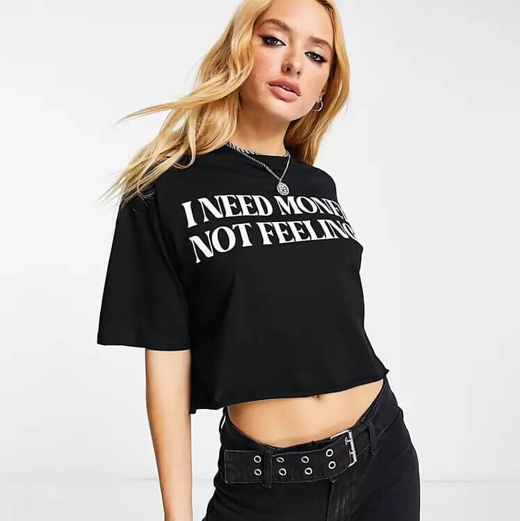

Футболка Asos Design I Need Money Not Feelings Graphic, черный