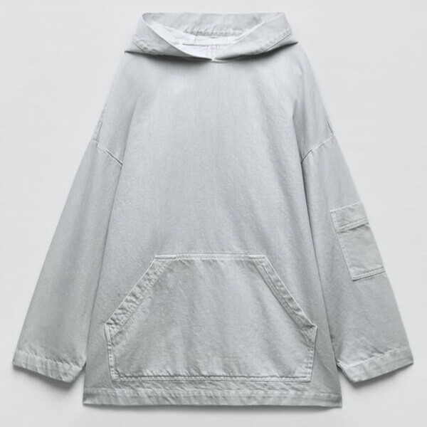 

Худи Zara Denim TRF, синий/серый