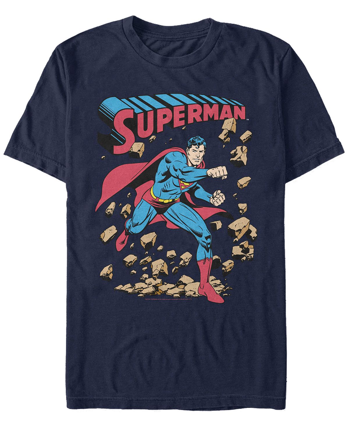 Мужская футболка с коротким рукавом dc superman rock punch Fifth Sun, синий цена и фото