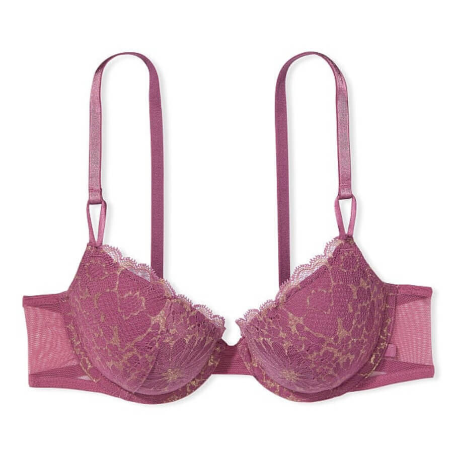 

Бюстгальтер на косточках Victoria's Secret Sexy Tee Lace Lightly Lined Demi, розово-фиолетовый/золотой