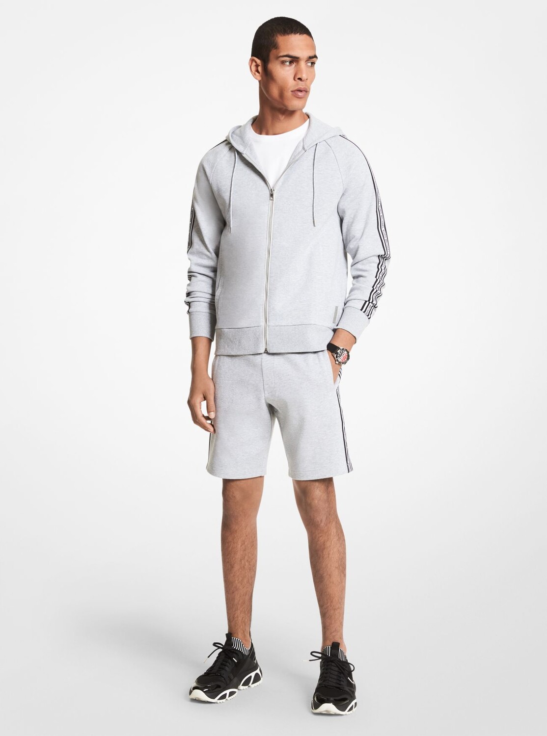 

Толстовка на молнии Michael Kors Mens Logo Tape Cotton Blend, серый