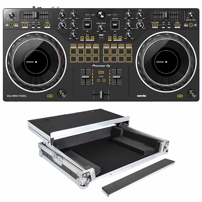 Pioneer DJ DDJ-REV1 2-канальный DJ-контроллер в стиле Scratch с серебристым кейсом Pioneer DJ DDJ-REV1 2 Channel Scratch Style DJ Controller w Silver Flight Case
