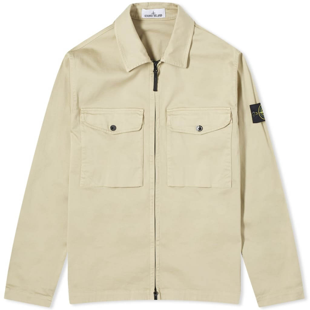 Куртка-рубашка Stone Island Stretch Cotton Double Pocket, бежевый