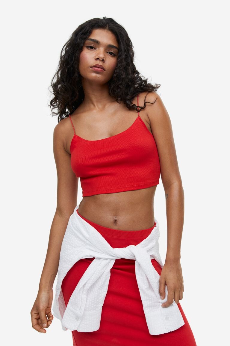 

Укороченный топ на бретелях H&M, красный