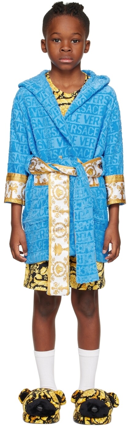 

Детский синий банный халат \I Love Baroque\"" Versace