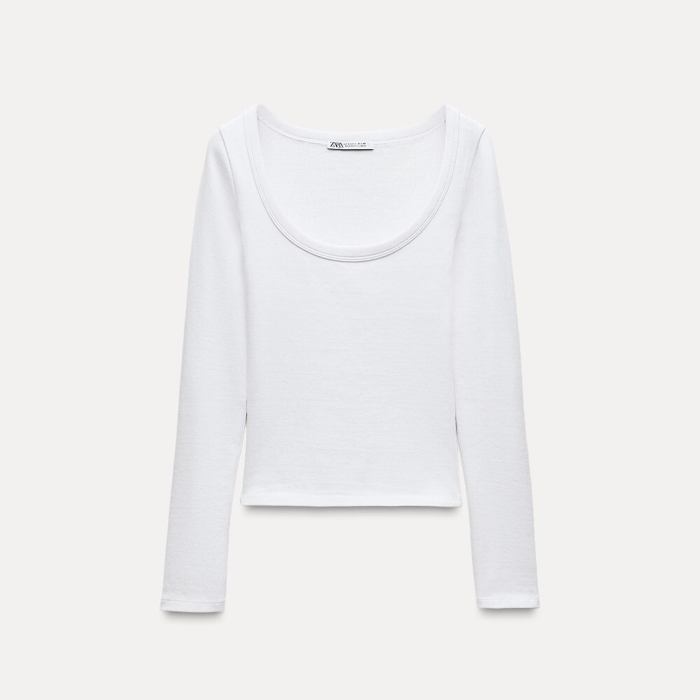 Лонгслив Zara Ribbed Long Sleeve, белый