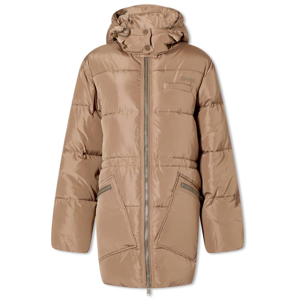 

Пальто миди оверсайз Tech Puffer GANNI, Коричневый