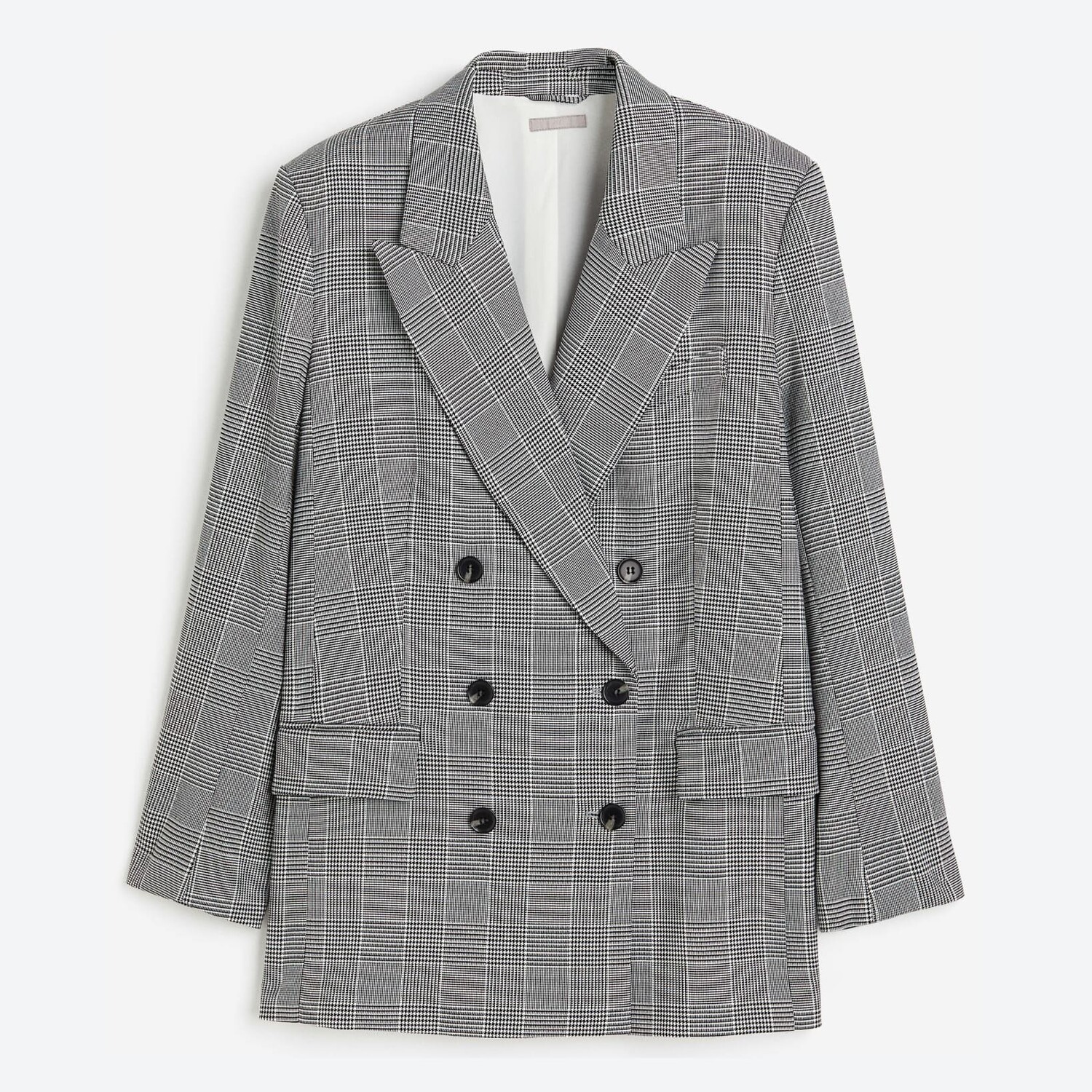 

Блейзер H&M Oversized Double-breasted Checked, черный/белый