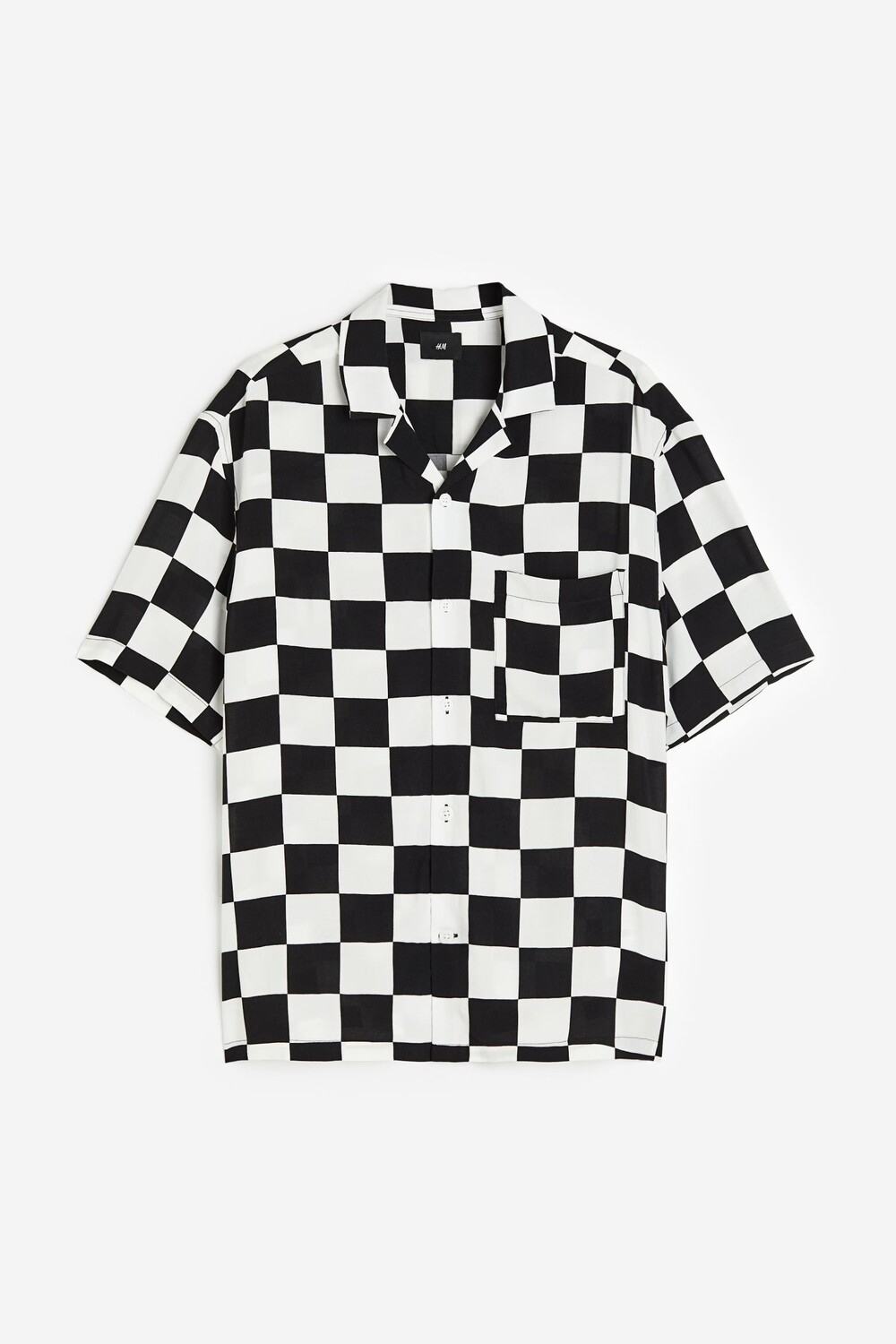 

Рубашка H&M Relaxed Fit Resort Shirt, черный, белый
