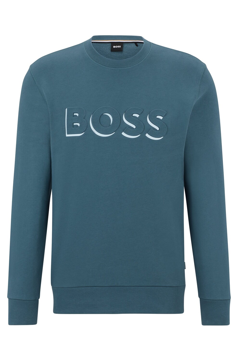 

Свитшот Hugo Boss Organic-cotton With Embossed And Printed Logo, бирюзовый