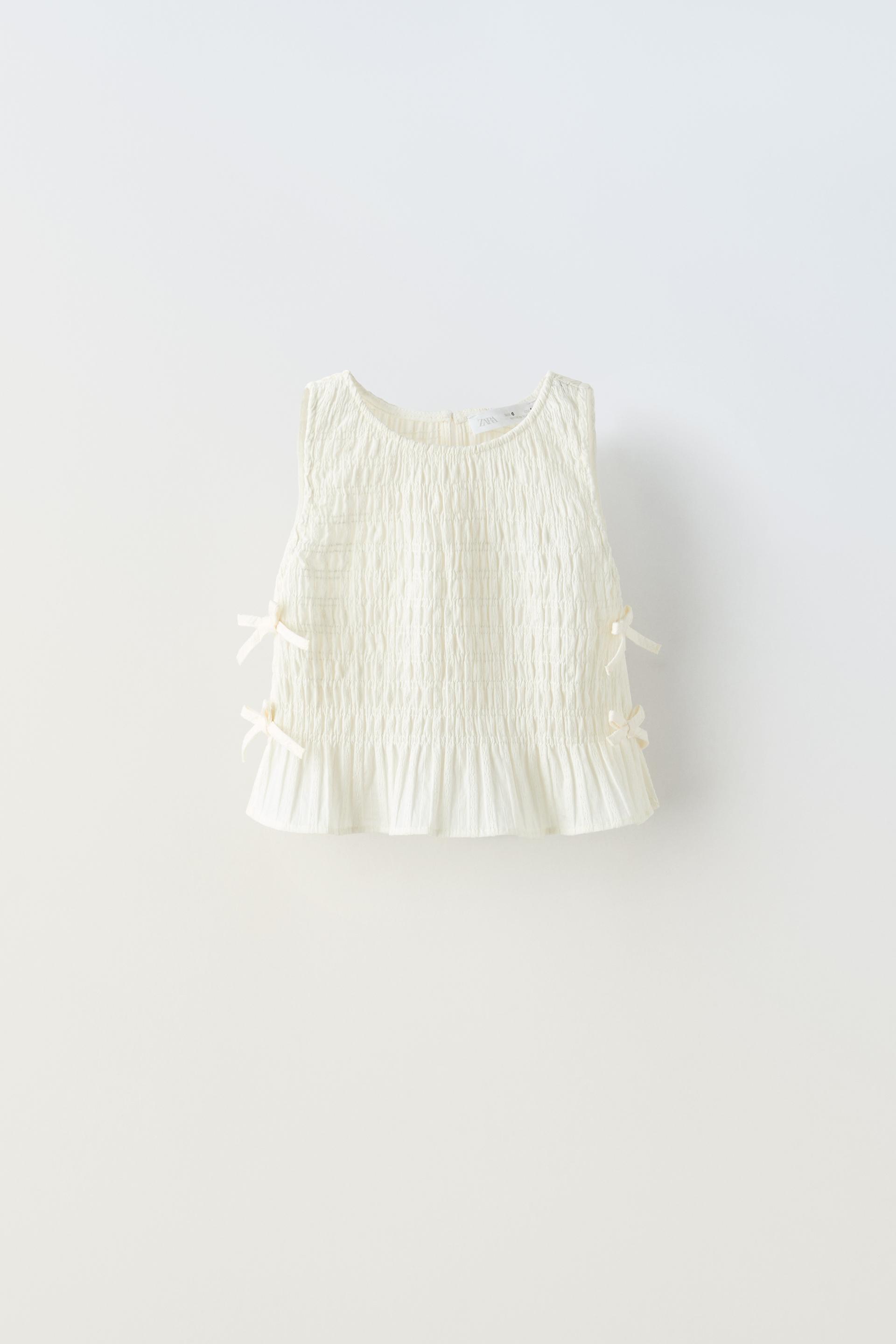 Топ Zara Elasticated Detail, светло-бежевый блузка zara dotted mesh with foil detail светло бежевый