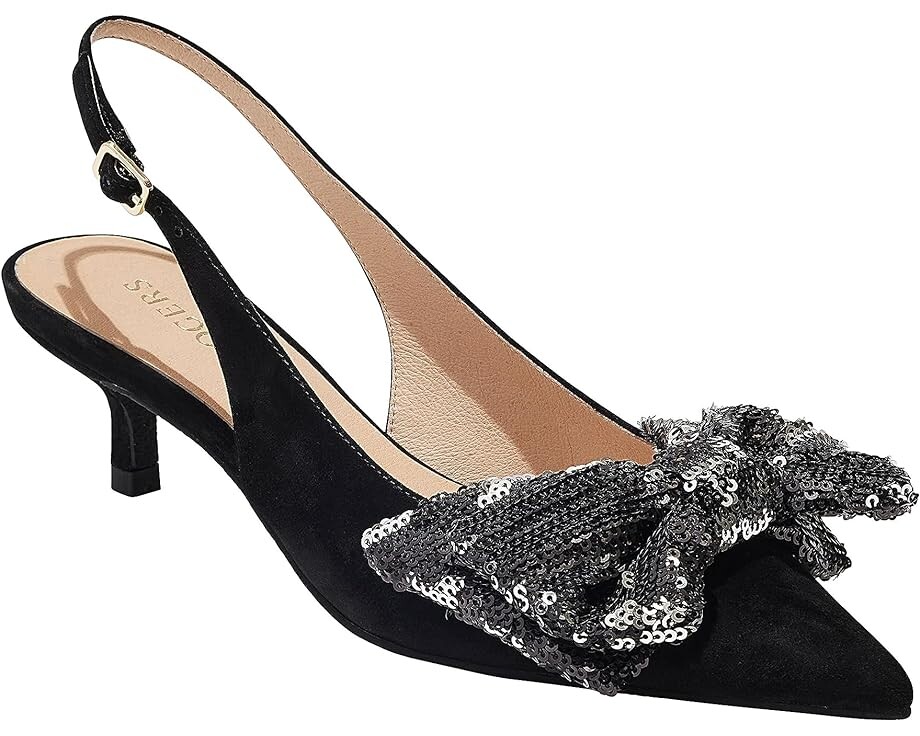 

Туфли Jack Rogers Debra Sling Back Kitten Heel Suede/Sequins, черный