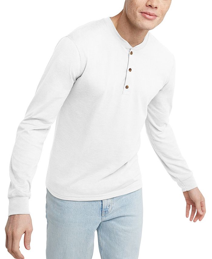 Мужская оригинальная хлопковая футболка с длинными рукавами на пуговицах Hanes, белый мужская оригинальная хлопковая футболка с длинными рукавами на пуговицах hanes белый