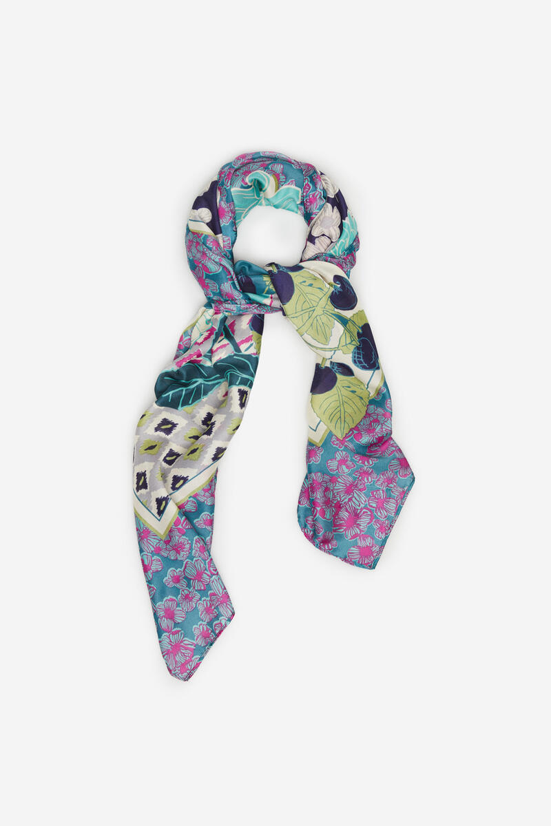 Шелковистый шарф с цветочным принтом Cortefiel, фиолетовый зеркало шкаф севилья 105 24 х 106 х 105 см