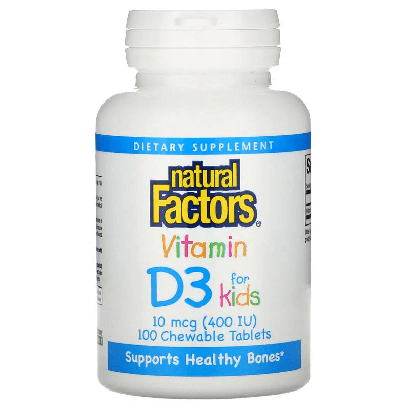 Витамин D3 Natural Factors клубничный, 100 таблеток витамин b2 natural factors 100 мг 90 таблеток