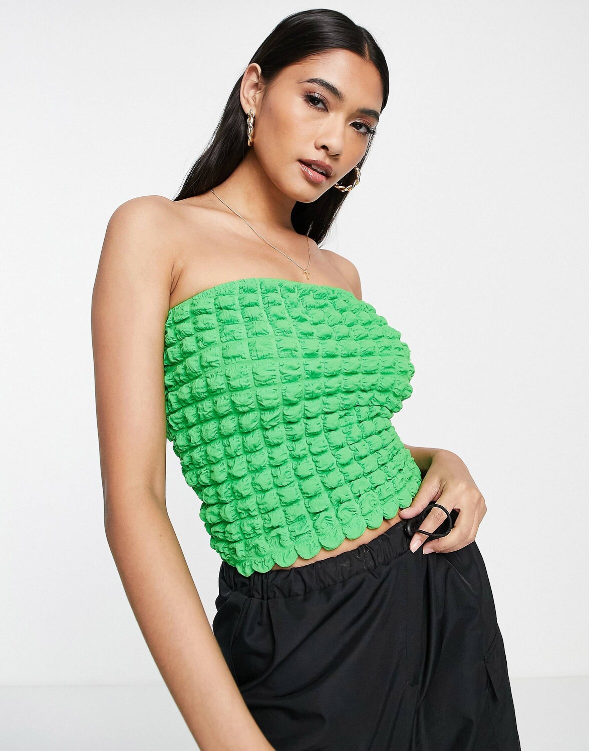 

Зеленая текстурированная бандо Topshop, Зеленый
