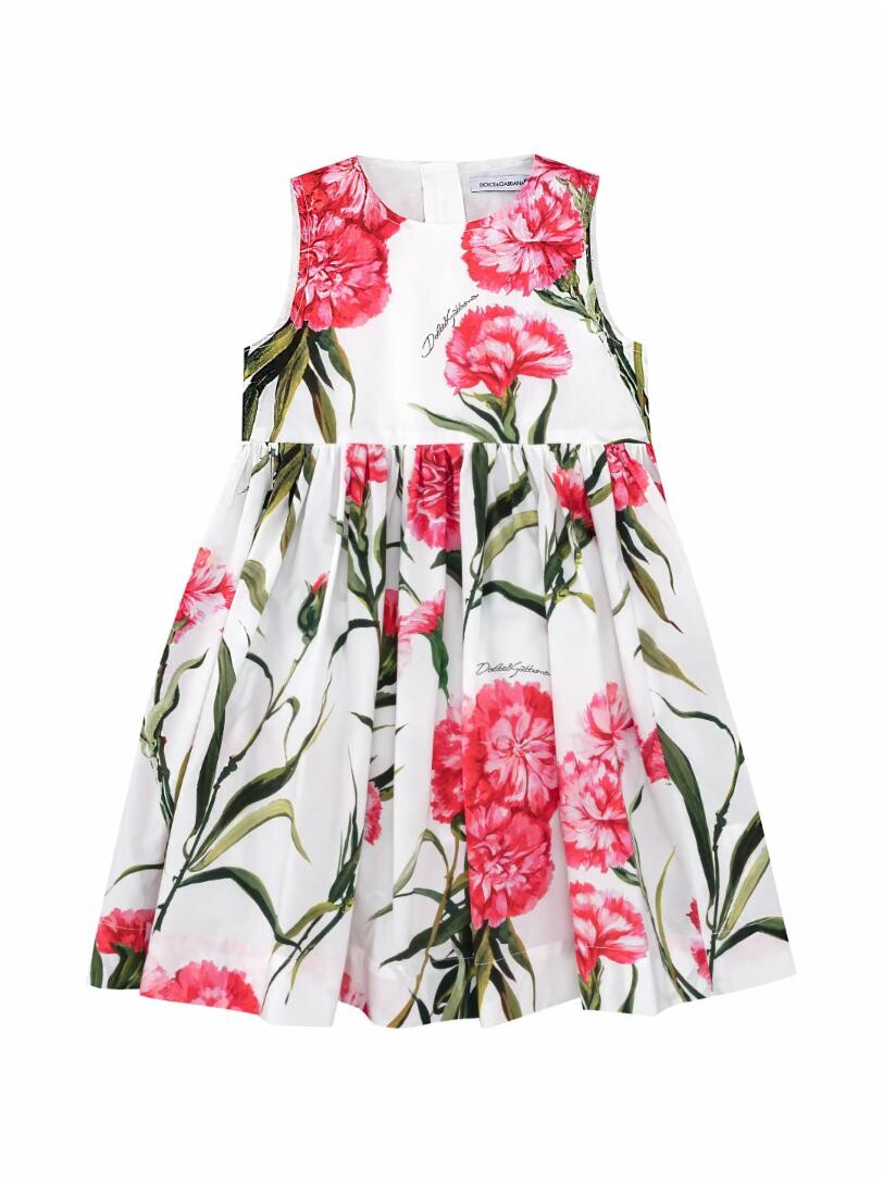 

Хлопковое платье с принтом гвоздик Dolce&Gabbana
