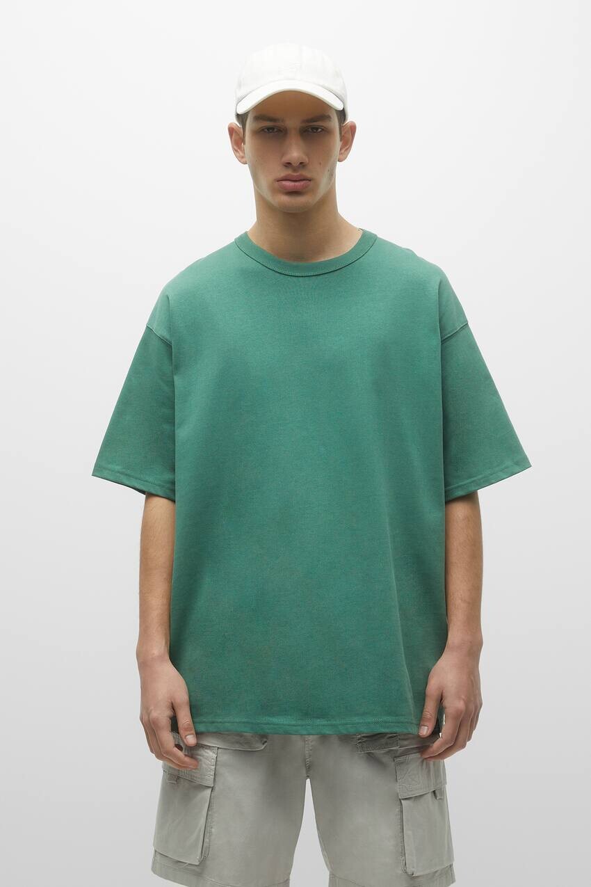 

Тяжелая футболка с короткими рукавами Pull&Bear, зеленый