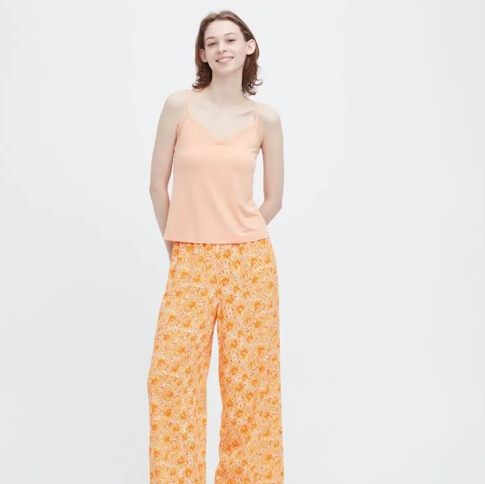 

Брюки Uniqlo Princesse Tam Tam Viscose Printed Gaucho, светло-оранжевый