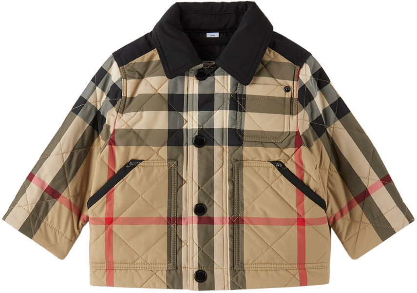 

Детская бежевая куртка в клетку Burberry