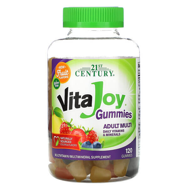 VitaJoy, мультивитамины для взрослых, 120 таблеток, 21st Century витамины антиоксиданты минералы mirrolla детские жевательные витамины 3 кук ля кук со вкусом вишни