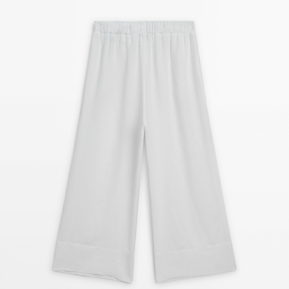 Брюки Massimo Dutti Linen Jogger Palazzo, кремовый