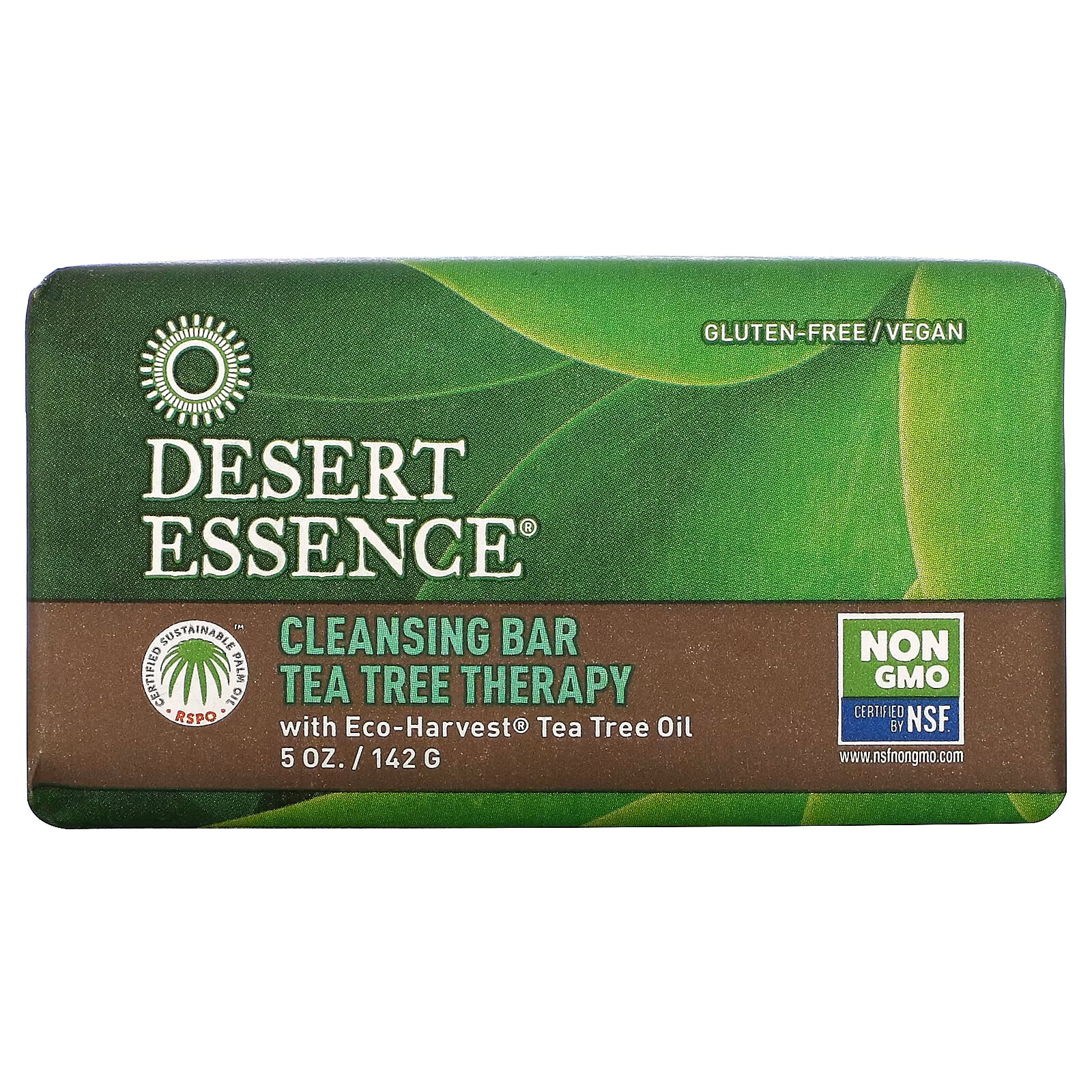 Desert Essence, очищающее мыло с маслом чайного дерева, 142 г (5 унций) desert essence мыло кремовый кокос 5 унций 142 г