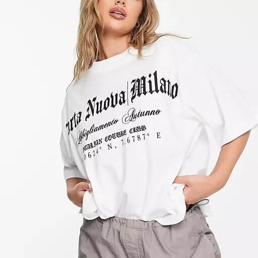 

Футболка Asos Design Oversized Heavyweight With Gothic Milano Graphic, белый