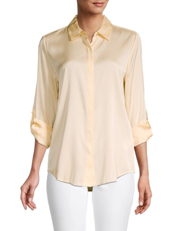 

Блуза Donna Karan с манжетами и рюшами, wheat
