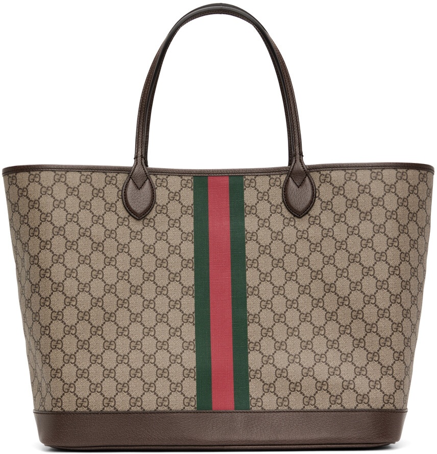 

Бежевая большая объемная сумка с короткими ручками Ophidia GG Gucci