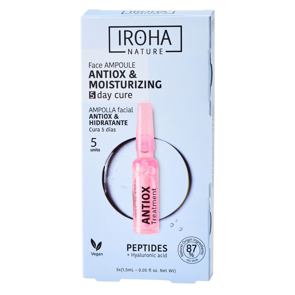 IROHA nature Peptides Antiox Face Ampoule Антиоксидантные и увлажняющие ампулы для лица с пептидами 5x1,5мл тест система агрохимик 5 ампул