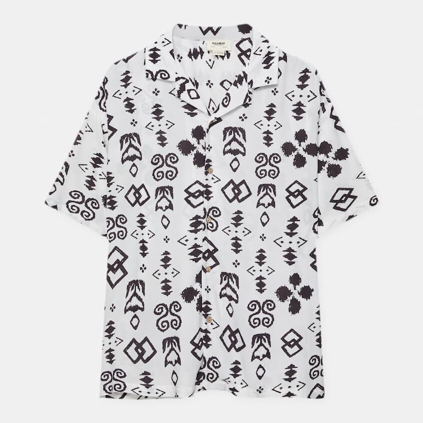 

Рубашка Pull&Bear Hawaiian Print, белый