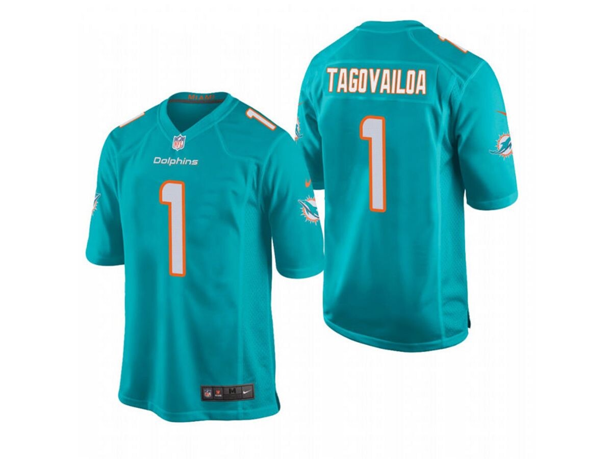 

Мужская игровая майка miami dolphins tua tagovailoa Nike, синий