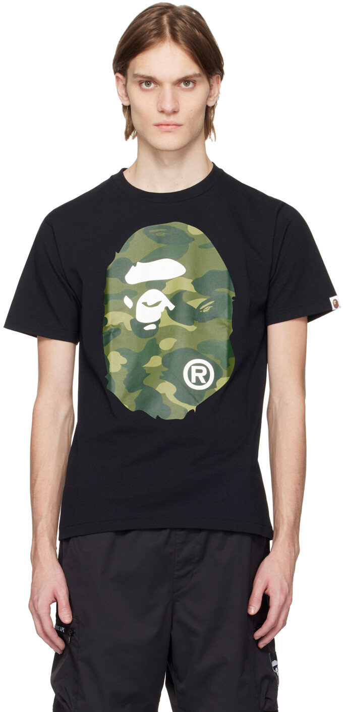 

Черная футболка с головой обезьяны BAPE, Черный